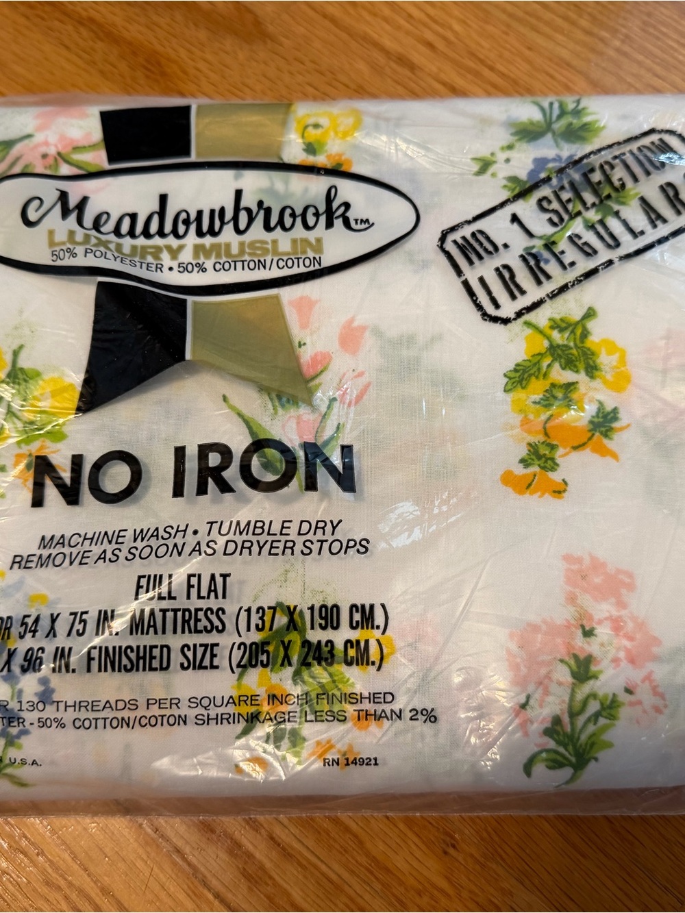 🆕Vintage NOS Meadowbrook luxury muslin Full/Double flat sheet multi floral 1980s